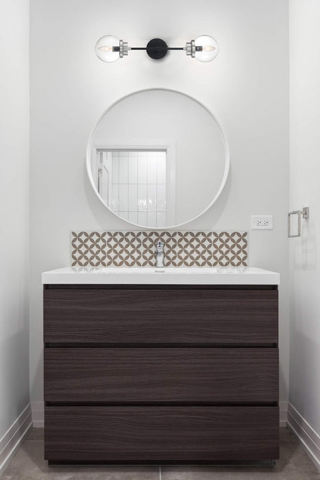 Sconce Nuvo 60-7132 Axis - 2 Light - Wall Sconce Fixture - Matte Black Finish with Brushed Nickel Accents - Clear Glass Nuvo