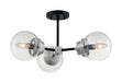 Semi Flush Nuvo 60-7133 Axis - 3 Light - Semi-Flush Fixture - Matte Black Finish with Brushed Nickel Accents - Clear Glass Nuvo