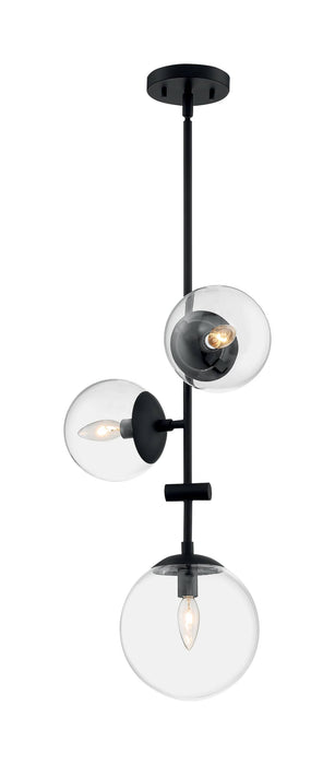 Pendant Nuvo 60-7134 Sky - 3 Light - Pendant Fixture - Matte Black Finish - Clear Glass Nuvo