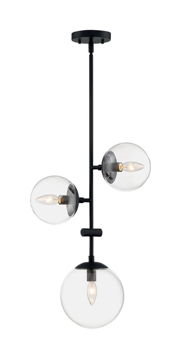 Pendant Nuvo 60-7134 Sky - 3 Light - Pendant Fixture - Matte Black Finish - Clear Glass Nuvo