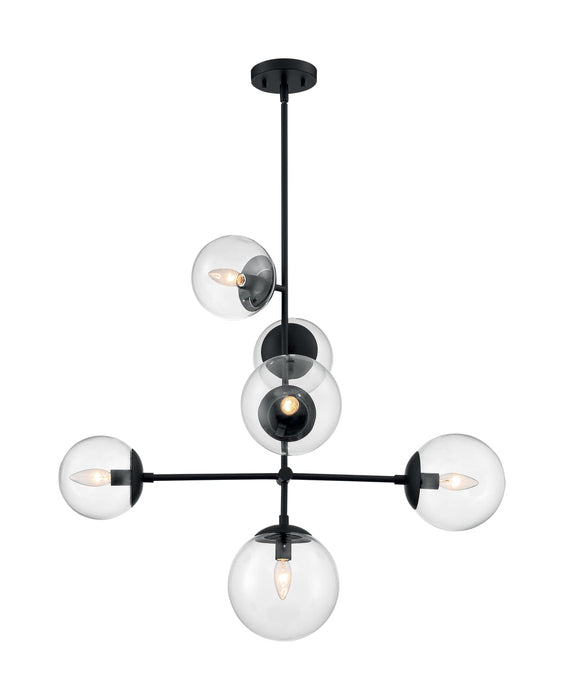 Pendant Nuvo 60-7135 Sky - 6 Light - Pendant Fixture - Matte Black Finish - Clear Glass Nuvo