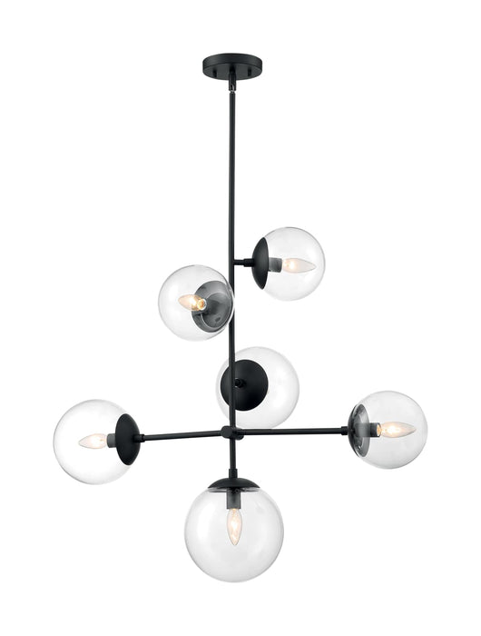 Pendant Nuvo 60-7135 Sky - 6 Light - Pendant Fixture - Matte Black Finish - Clear Glass Nuvo
