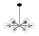 Chandelier Nuvo 60-7136 Axis - 6 Light - Chandelier Fixture - Matte Black Finish with Brushed Nickel Accents - Clear Glass Nuvo