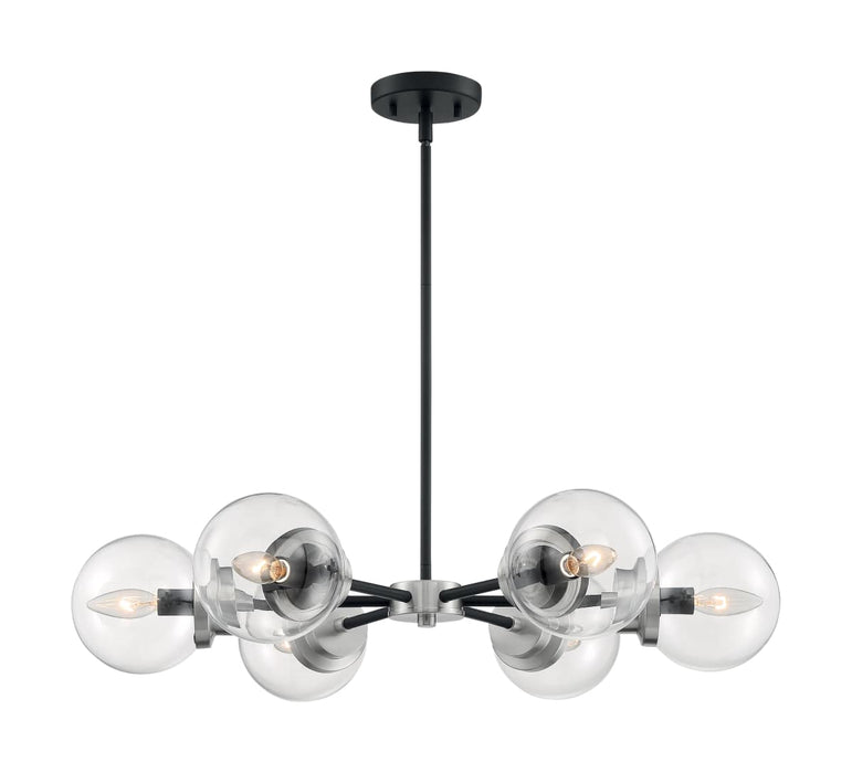 Chandelier Nuvo 60-7136 Axis - 6 Light - Chandelier Fixture - Matte Black Finish with Brushed Nickel Accents - Clear Glass Nuvo