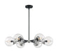 Chandelier Nuvo 60-7136 Axis - 6 Light - Chandelier Fixture - Matte Black Finish with Brushed Nickel Accents - Clear Glass Nuvo