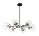 Chandelier Nuvo 60-7136 Axis - 6 Light - Chandelier Fixture - Matte Black Finish with Brushed Nickel Accents - Clear Glass Nuvo