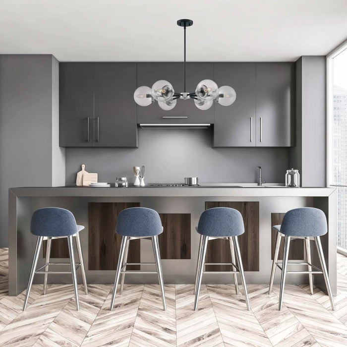 Chandelier Nuvo 60-7136 Axis - 6 Light - Chandelier Fixture - Matte Black Finish with Brushed Nickel Accents - Clear Glass Nuvo