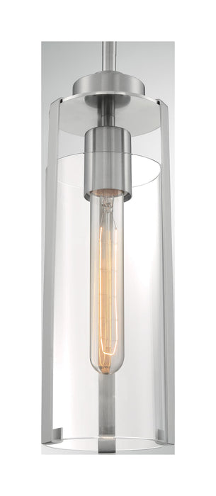 Mini Pendant Nuvo 60-7140 Marina - 1 Light - Mini Pendant Fixture - Brushed Nickel Finish with Clear Glass Nuvo