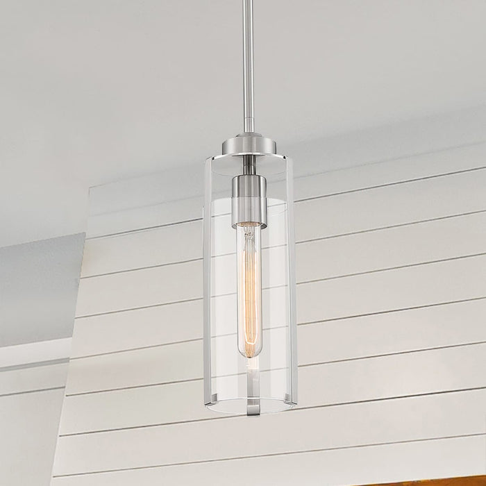 Mini Pendant Nuvo 60-7140 Marina - 1 Light - Mini Pendant Fixture - Brushed Nickel Finish with Clear Glass Nuvo