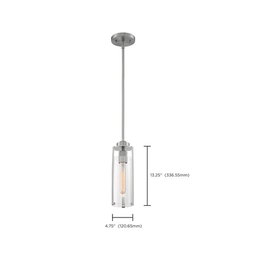 Mini Pendant Nuvo 60-7140 Marina - 1 Light - Mini Pendant Fixture - Brushed Nickel Finish with Clear Glass Nuvo