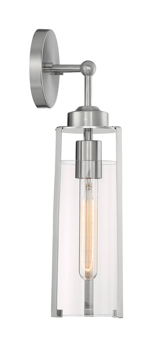 Sconce Nuvo 60-7141 Marina - 1 Light - Wall Sconce Fixture - Brushed Nickel Finish with Clear Glass Nuvo
