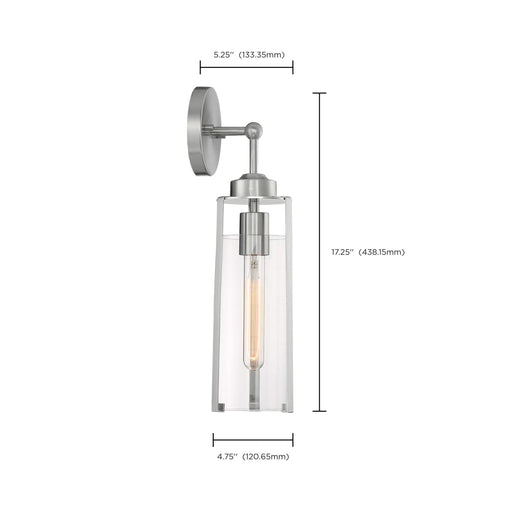 Sconce Nuvo 60-7141 Marina - 1 Light - Wall Sconce Fixture - Brushed Nickel Finish with Clear Glass Nuvo