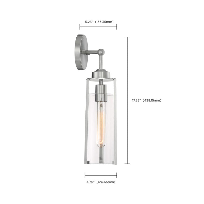 Sconce Nuvo 60-7141 Marina - 1 Light - Wall Sconce Fixture - Brushed Nickel Finish with Clear Glass Nuvo