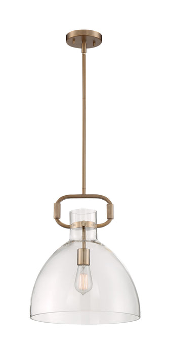 Pendant Nuvo 60-7142 Teresa - 1 Light - Bell Pendant Fixture - Burnished Brass Finish with Clear Glass Nuvo