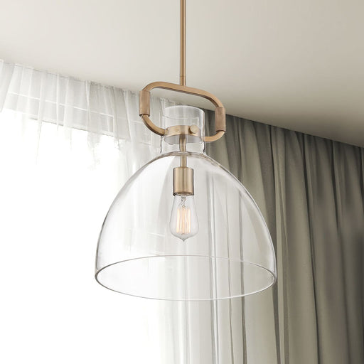 Pendant Nuvo 60-7142 Teresa - 1 Light - Bell Pendant Fixture - Burnished Brass Finish with Clear Glass Nuvo