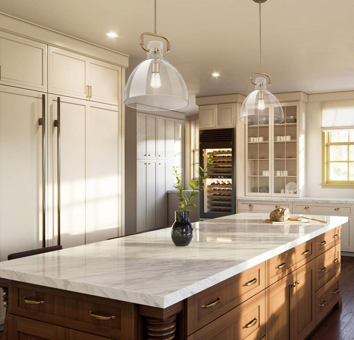 Pendant Nuvo 60-7142 Teresa - 1 Light - Bell Pendant Fixture - Burnished Brass Finish with Clear Glass Nuvo