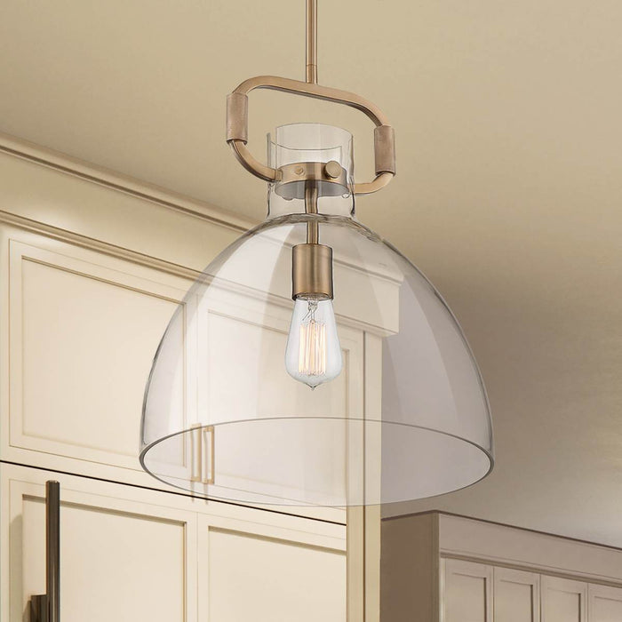Pendant Nuvo 60-7142 Teresa - 1 Light - Bell Pendant Fixture - Burnished Brass Finish with Clear Glass Nuvo