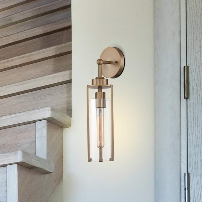 Sconce Nuvo 60-7151 Marina - 1 Light - Wall Sconce Fixture - Burnished Brass Finish with Clear Glass Nuvo