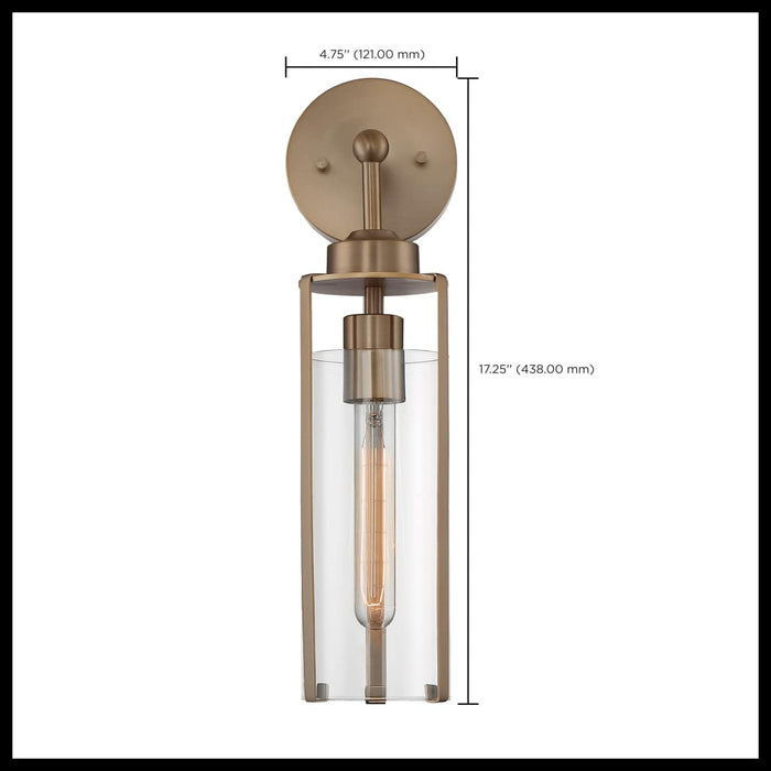 Sconce Nuvo 60-7151 Marina - 1 Light - Wall Sconce Fixture - Burnished Brass Finish with Clear Glass Nuvo