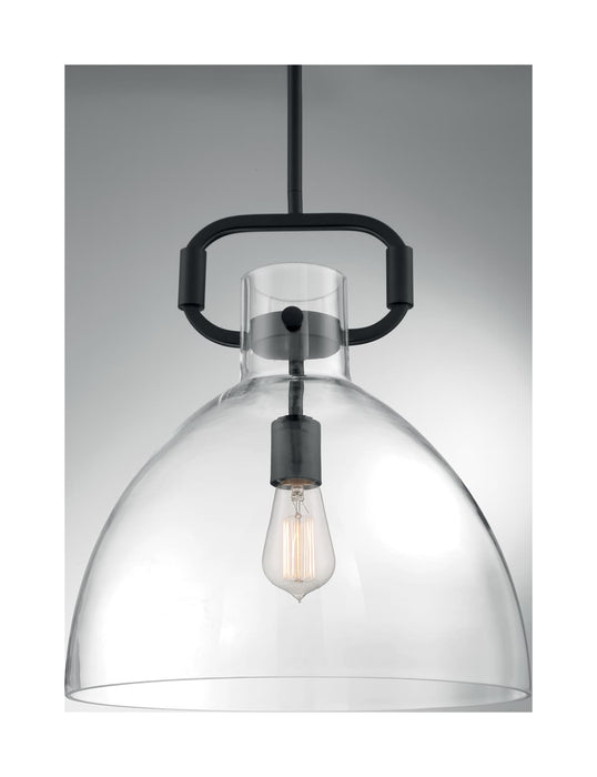 Pendant Nuvo 60-7152 Teresa - 1 Light - Bell Pendant Fixture - Matte Black Finish with Clear Glass Nuvo