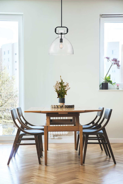 Pendant Nuvo 60-7152 Teresa - 1 Light - Bell Pendant Fixture - Matte Black Finish with Clear Glass Nuvo