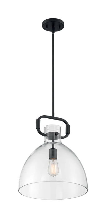 Pendant Nuvo 60-7152 Teresa - 1 Light - Bell Pendant Fixture - Matte Black Finish with Clear Glass Nuvo