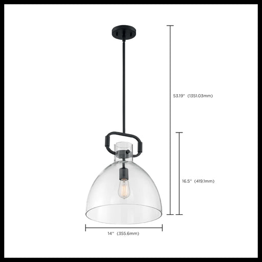 Pendant Nuvo 60-7152 Teresa - 1 Light - Bell Pendant Fixture - Matte Black Finish with Clear Glass Nuvo