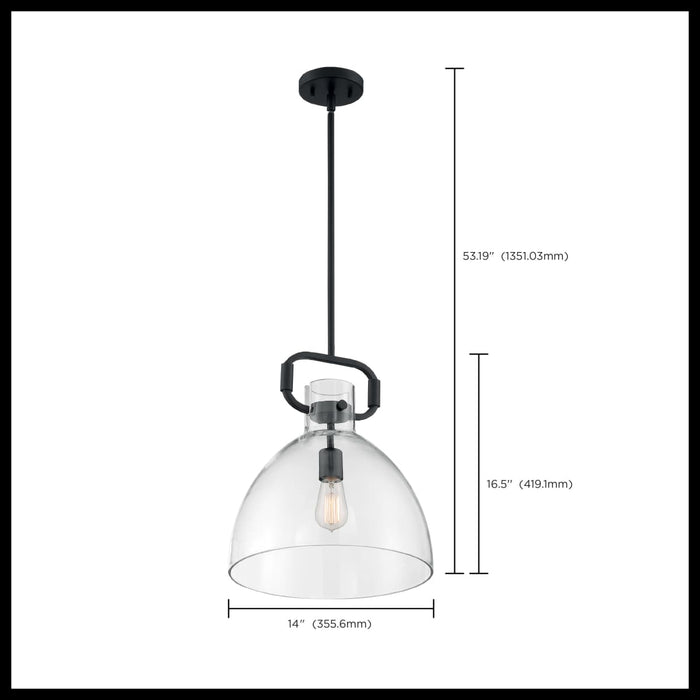 Pendant Nuvo 60-7152 Teresa - 1 Light - Bell Pendant Fixture - Matte Black Finish with Clear Glass Nuvo