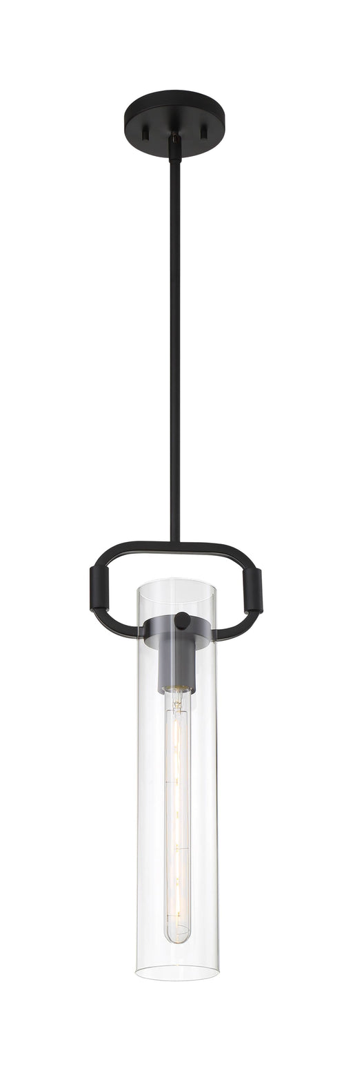 Pendant Nuvo 60-7153 Teresa - 1 Light - Cylinder Pendant Fixture - Matte Black Finish with Clear Glass Nuvo