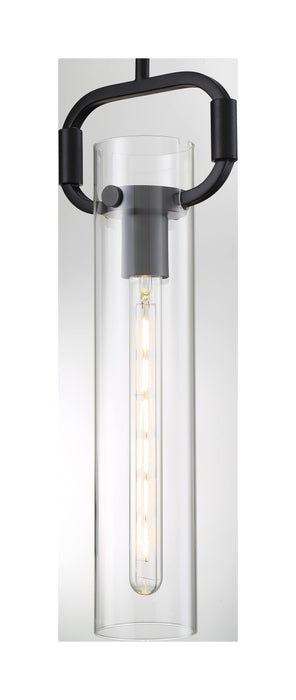 Pendant Nuvo 60-7153 Teresa - 1 Light - Cylinder Pendant Fixture - Matte Black Finish with Clear Glass Nuvo