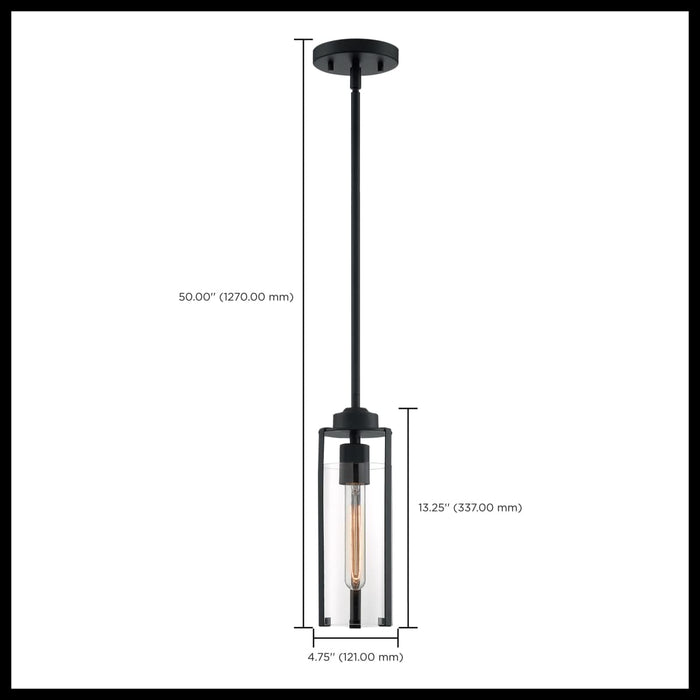 Mini Pendant Nuvo 60-7160 Marina - 1 Light - Mini Pendant Fixture - Matte Black Finish with Clear Glass Nuvo