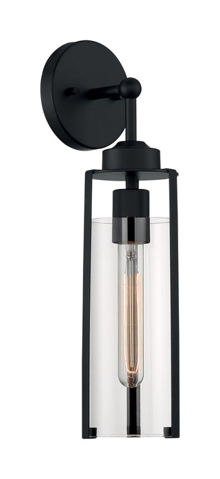Sconce Nuvo 60-7161 Marina - 1 Light - Wall Sconce Fixture - Matte Black Finish with Clear Glass Nuvo