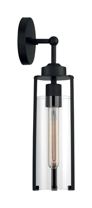 Sconce Nuvo 60-7161 Marina - 1 Light - Wall Sconce Fixture - Matte Black Finish with Clear Glass Nuvo