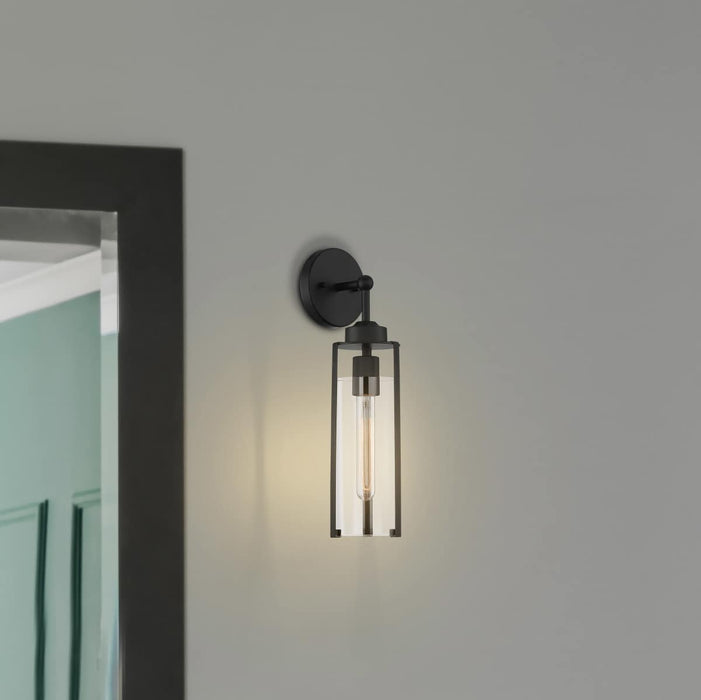 Sconce Nuvo 60-7161 Marina - 1 Light - Wall Sconce Fixture - Matte Black Finish with Clear Glass Nuvo