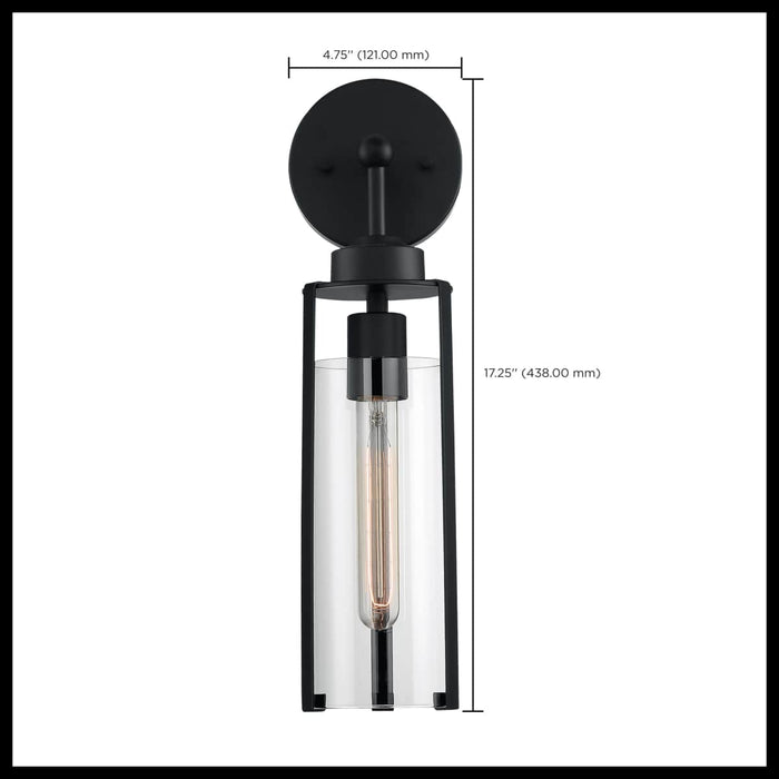 Sconce Nuvo 60-7161 Marina - 1 Light - Wall Sconce Fixture - Matte Black Finish with Clear Glass Nuvo