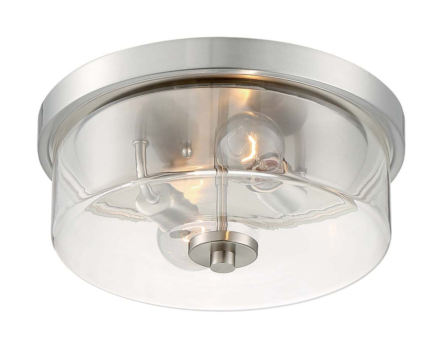 Flush Mount Nuvo 60-7168 Sommerset - 2 Light - Flush Mount Fixture - Brushed Nickel Finish with Clear Glass Nuvo