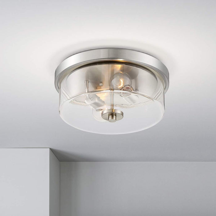 Flush Mount Nuvo 60-7168 Sommerset - 2 Light - Flush Mount Fixture - Brushed Nickel Finish with Clear Glass Nuvo
