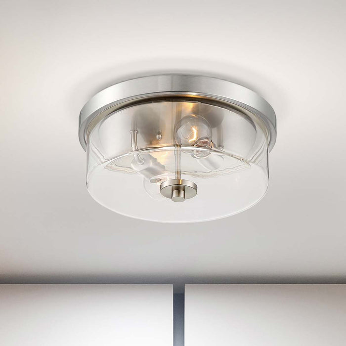Flush Mount Nuvo 60-7168 Sommerset - 2 Light - Flush Mount Fixture - Brushed Nickel Finish with Clear Glass Nuvo