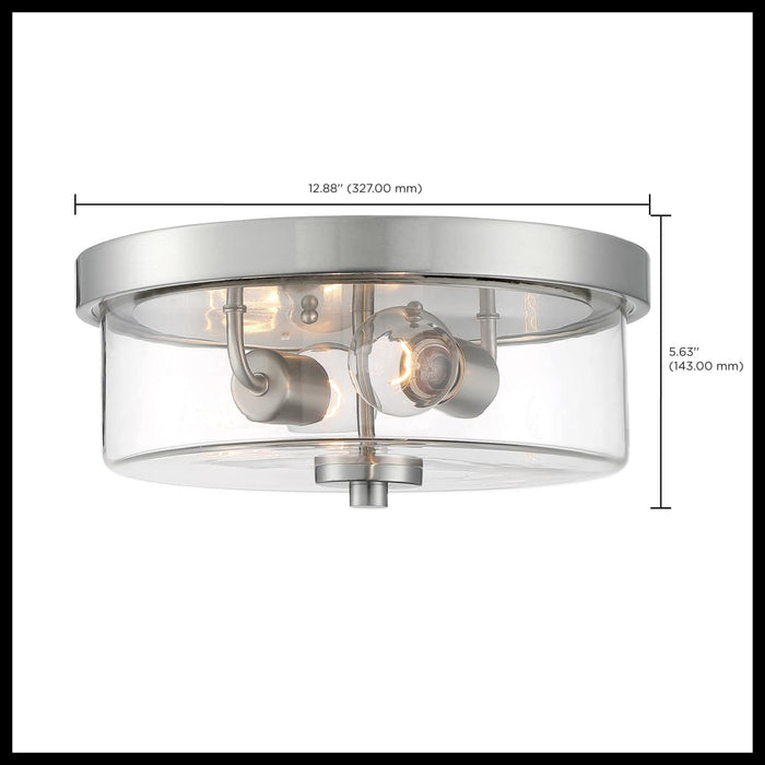 Flush Mount Nuvo 60-7168 Sommerset - 2 Light - Flush Mount Fixture - Brushed Nickel Finish with Clear Glass Nuvo