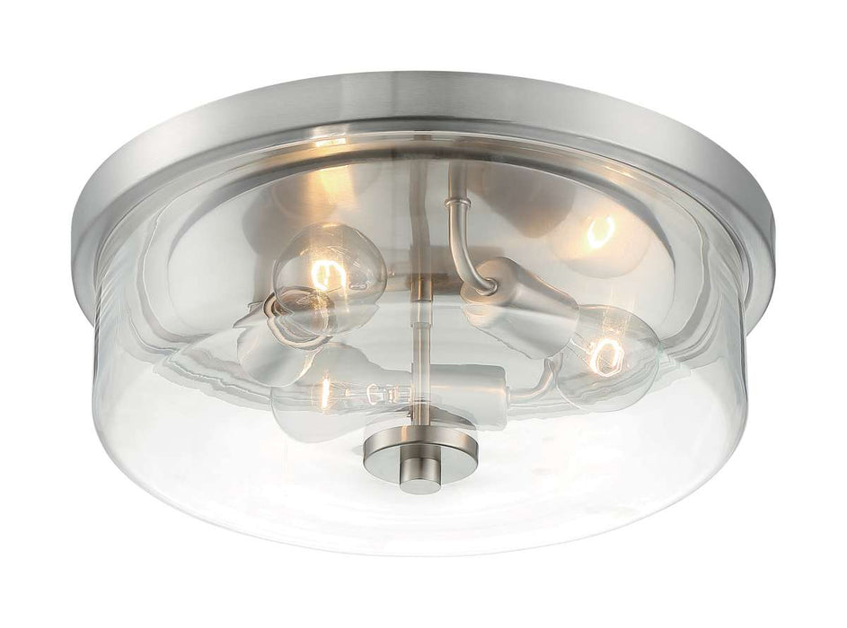 Flush Mount Nuvo 60-7169 Sommerset - 3 Light - Flush Mount Fixture - Brushed Nickel Finish with Clear Glass Nuvo