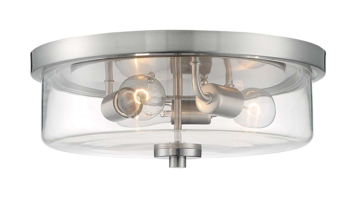 Flush Mount Nuvo 60-7169 Sommerset - 3 Light - Flush Mount Fixture - Brushed Nickel Finish with Clear Glass Nuvo