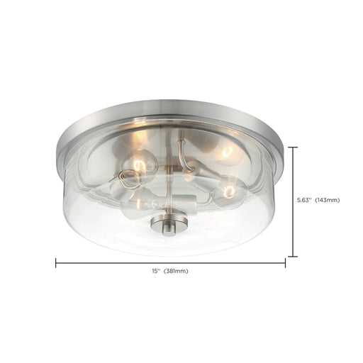 Flush Mount Nuvo 60-7169 Sommerset - 3 Light - Flush Mount Fixture - Brushed Nickel Finish with Clear Glass Nuvo