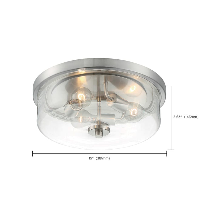 Flush Mount Nuvo 60-7169 Sommerset - 3 Light - Flush Mount Fixture - Brushed Nickel Finish with Clear Glass Nuvo