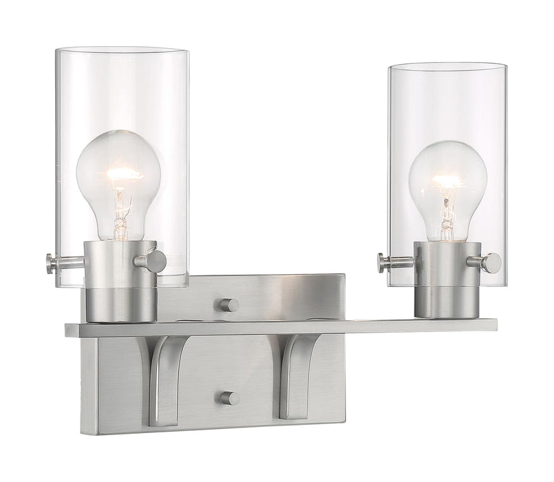 Vanity Nuvo 60-7172 Sommerset - 2 Light - Vanity Fixture - Brushed Nickel Finish with Clear Glass Nuvo