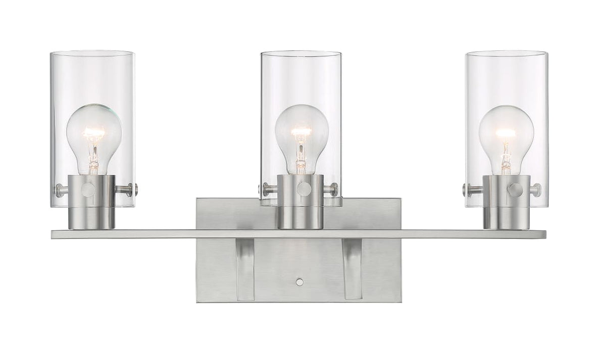Vanity Nuvo 60-7173 Sommerset - 3 Light - Vanity Fixture - Brushed Nickel Finish with Clear Glass Nuvo