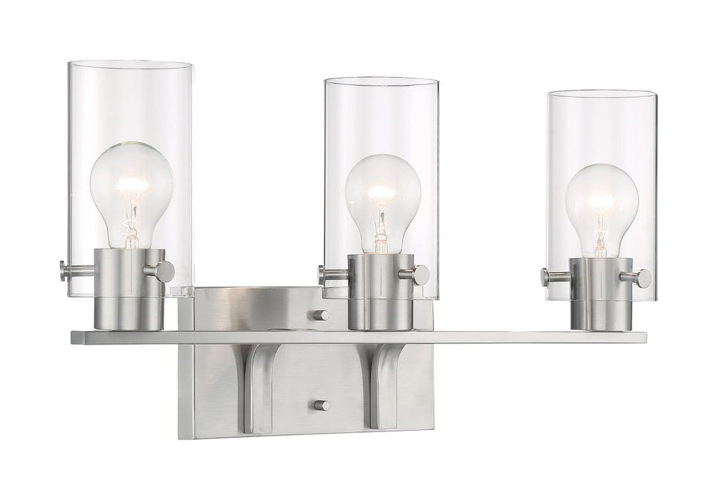 Vanity Nuvo 60-7173 Sommerset - 3 Light - Vanity Fixture - Brushed Nickel Finish with Clear Glass Nuvo