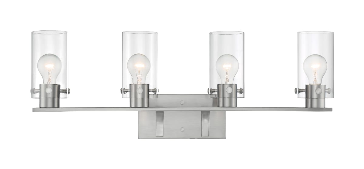 Vanity Nuvo 60-7174 Sommerset - 4 Light - Vanity Fixture - Brushed Nickel Finish with Clear Glass Nuvo