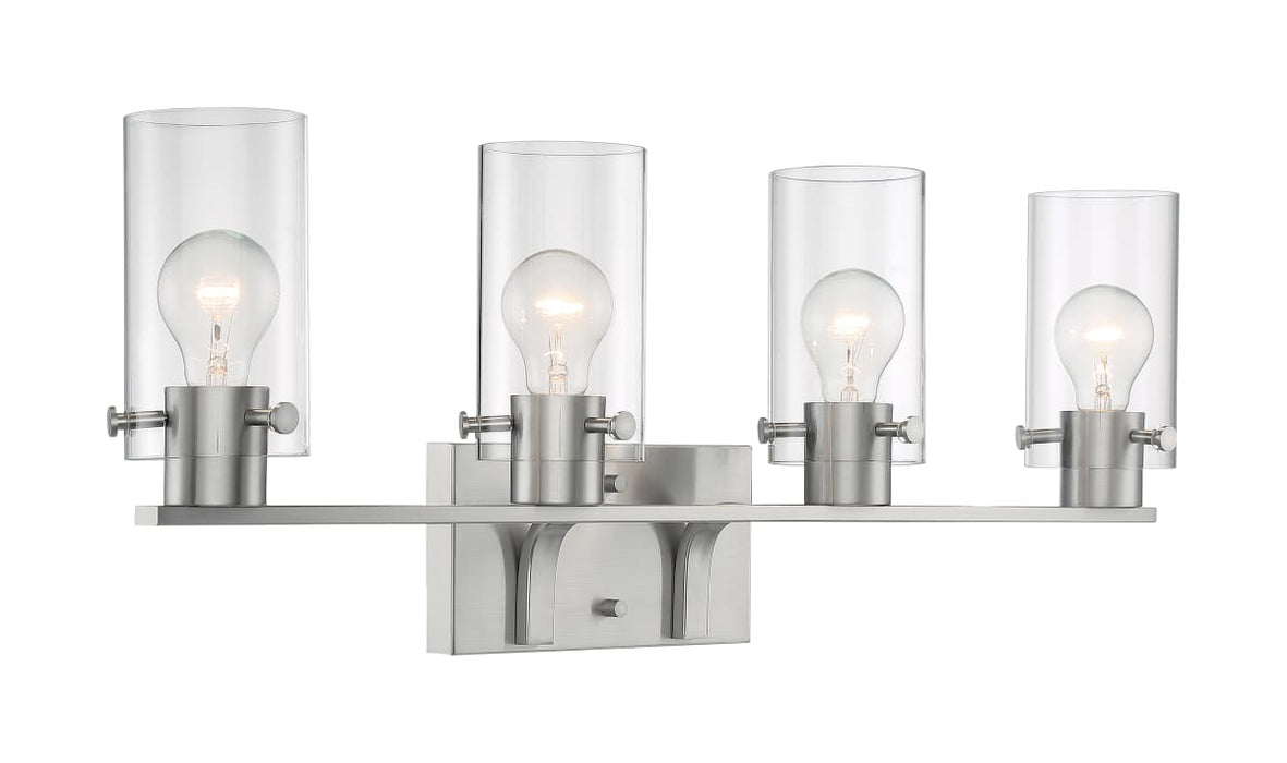Vanity Nuvo 60-7174 Sommerset - 4 Light - Vanity Fixture - Brushed Nickel Finish with Clear Glass Nuvo