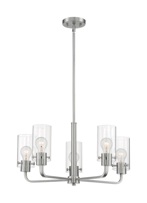 Chandelier Nuvo 60-7175 Sommerset - 5 Light - Chandelier Fixture - Brushed Nickel Finish with Clear Glass Nuvo
