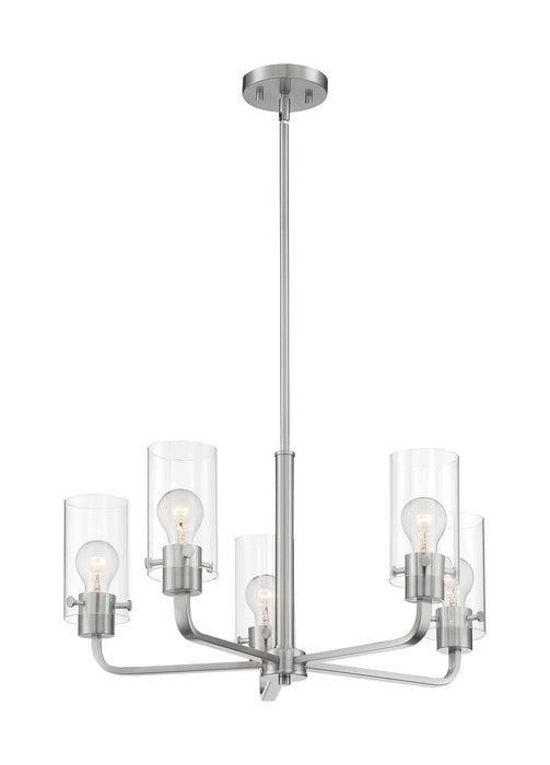Chandelier Nuvo 60-7175 Sommerset - 5 Light - Chandelier Fixture - Brushed Nickel Finish with Clear Glass Nuvo